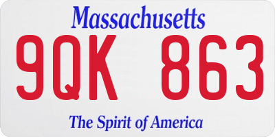 MA license plate 9QK863