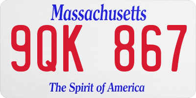 MA license plate 9QK867