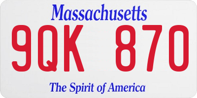 MA license plate 9QK870