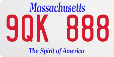 MA license plate 9QK888