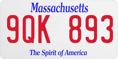 MA license plate 9QK893