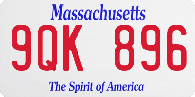 MA license plate 9QK896