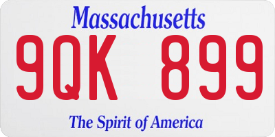 MA license plate 9QK899