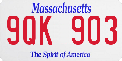 MA license plate 9QK903
