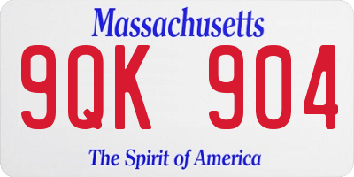 MA license plate 9QK904