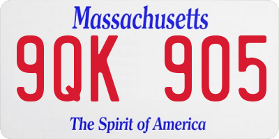 MA license plate 9QK905