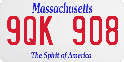 MA license plate 9QK908