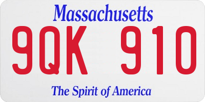 MA license plate 9QK910