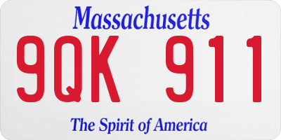 MA license plate 9QK911