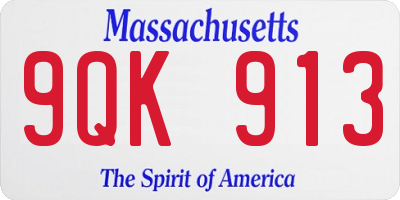 MA license plate 9QK913