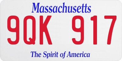 MA license plate 9QK917