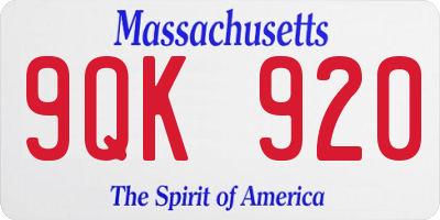MA license plate 9QK920