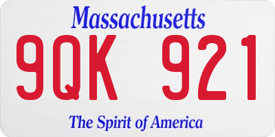 MA license plate 9QK921