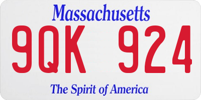 MA license plate 9QK924
