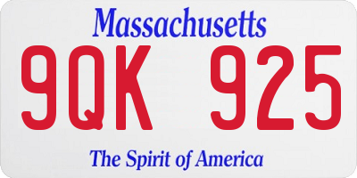 MA license plate 9QK925