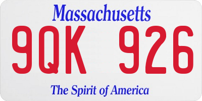 MA license plate 9QK926