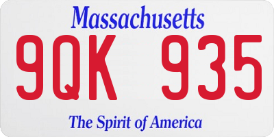 MA license plate 9QK935