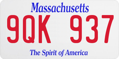 MA license plate 9QK937