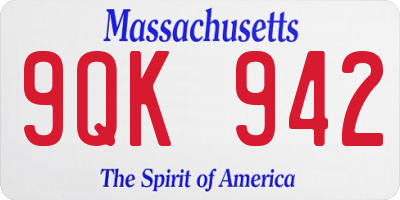 MA license plate 9QK942
