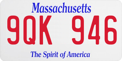 MA license plate 9QK946