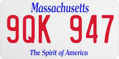 MA license plate 9QK947