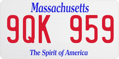 MA license plate 9QK959