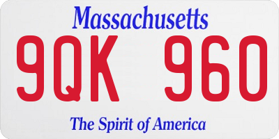 MA license plate 9QK960