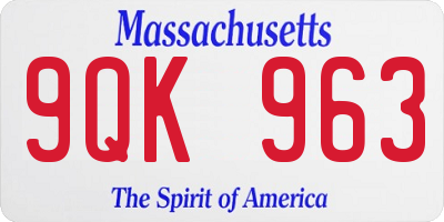 MA license plate 9QK963