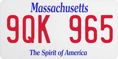 MA license plate 9QK965