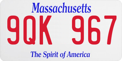 MA license plate 9QK967