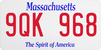 MA license plate 9QK968
