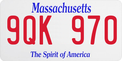 MA license plate 9QK970