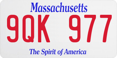 MA license plate 9QK977