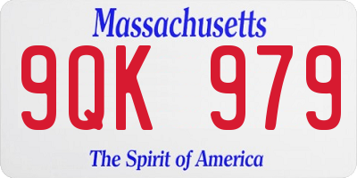 MA license plate 9QK979
