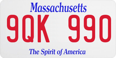 MA license plate 9QK990