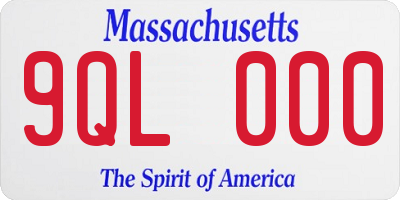 MA license plate 9QL000