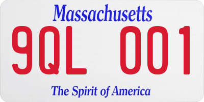 MA license plate 9QL001