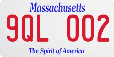 MA license plate 9QL002