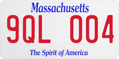 MA license plate 9QL004