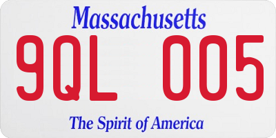 MA license plate 9QL005