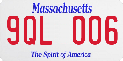 MA license plate 9QL006