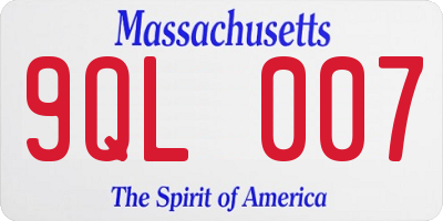 MA license plate 9QL007