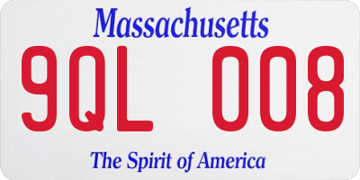 MA license plate 9QL008