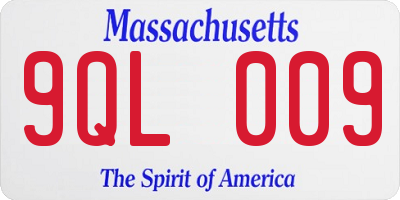 MA license plate 9QL009
