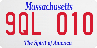 MA license plate 9QL010
