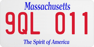 MA license plate 9QL011