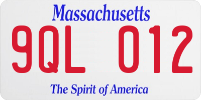 MA license plate 9QL012