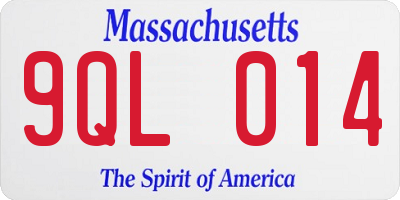 MA license plate 9QL014