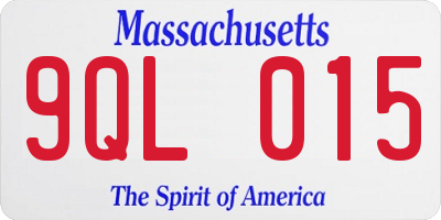 MA license plate 9QL015