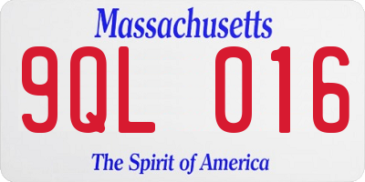 MA license plate 9QL016